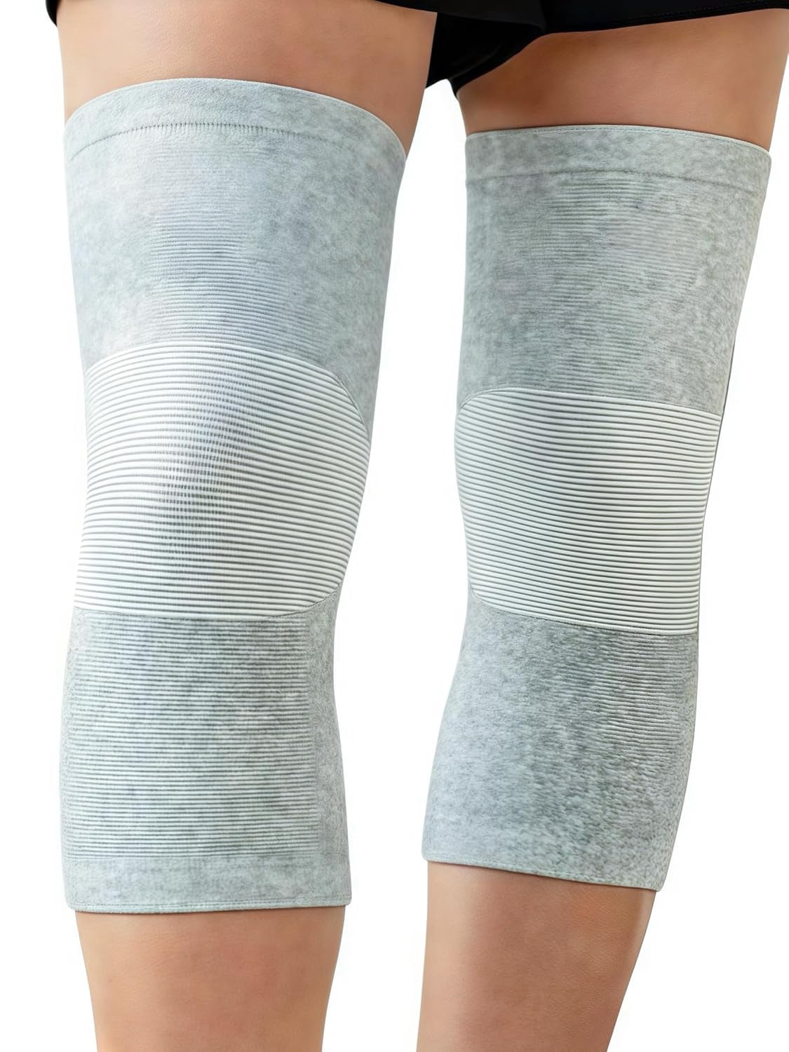 Bamboo Knee Sleeves, 2-Pack Compression Sleeve Women Men Elastic Warm Slip-on Recovery Br for Arthritis Pain