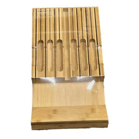 Bamboo Knife Block Drawer Organizer, Large, 17 x 9 x 2.75 inches, Fits 12 Knives and 1 Sharpening Steel (Not Included)