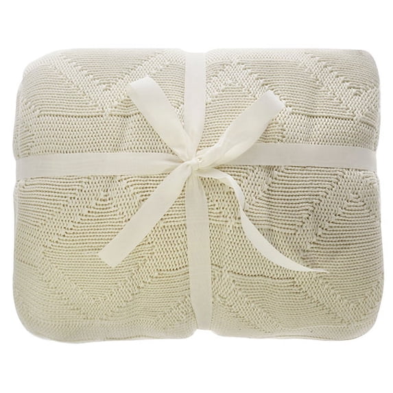 Cariloha Bamboo Knit Throw - Diamond Coconut Milk Blanket 1 Pc