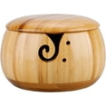 thumbnail image 1 of Bamboo Knitting Bowl, Handmade Needlework Yarn Bowl Holder with Lid Holes for DIY Crochet Knitting Home Organizer Knitting Sewing Supplies, 1 of 5