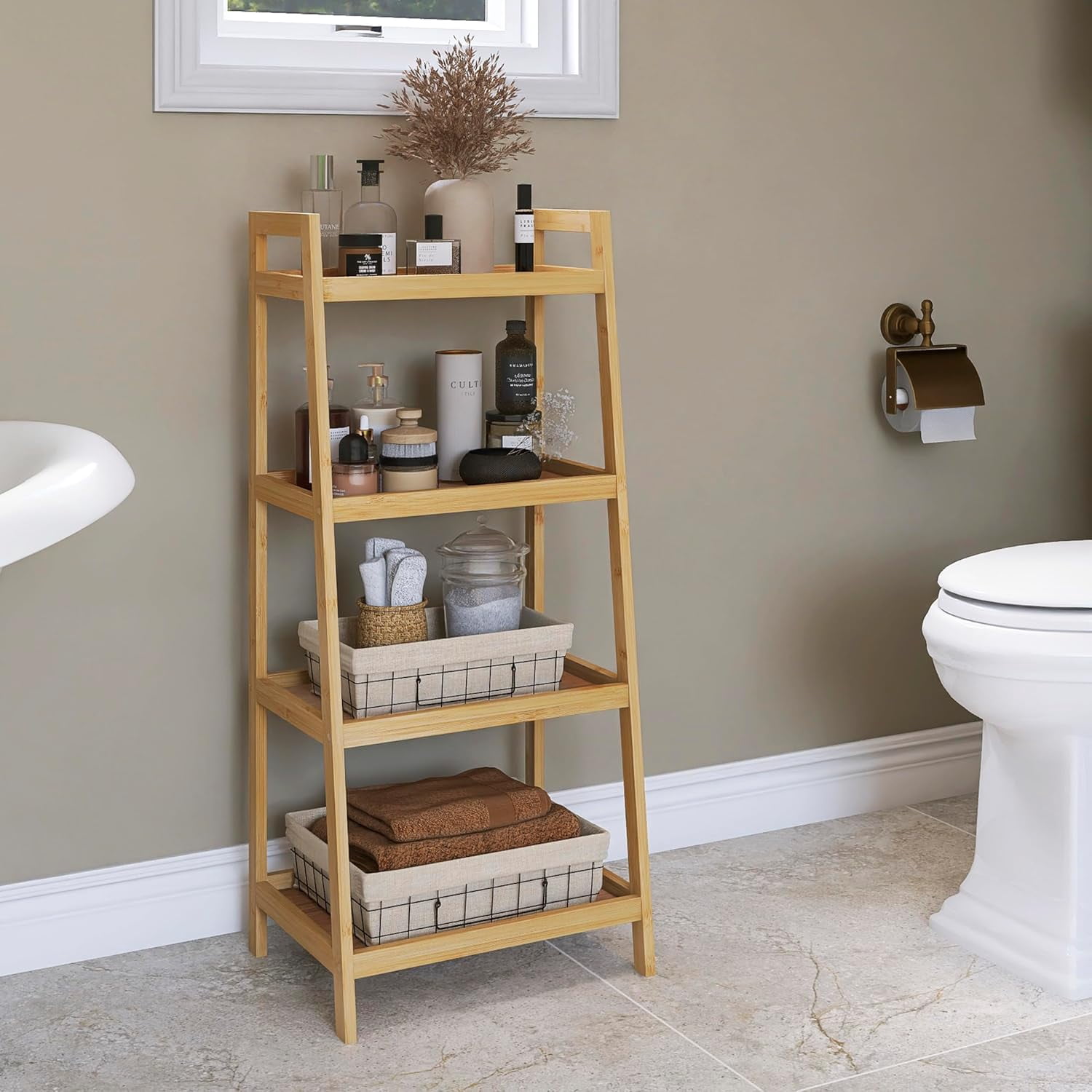 bamboo-ladder-bookcase-bathroom-storage-rack-organizer-4-tier-and-5