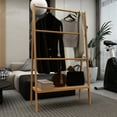 thumbnail image 1 of 51" Bamboo Ladder Towel Rack - Freestanding Bath & Beach Towel Organizer with Storage Shelf, 1 of 8