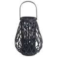 thumbnail image 1 of Bamboo Lantern with Diamond Lattice Pattern, Medium, Black - Saltoro Sherpi, 1 of 5
