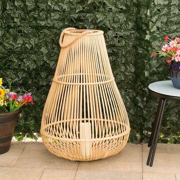 Bamboo Lantern with LED Candle