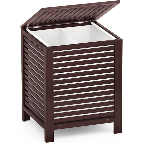Bamboo Laundry Hamper with Lid, 120L Large Clothes Laundry Sorter with Removable 2-Section Liner Bag, Raised Laundry Basket Organizer for Clothing, Bathroom, Bedroom, Laundry Room, Espresso