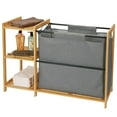 thumbnail image 1 of Bamboo Laundry Hamper W/ Shelves Bathroom Cabinet Organizer 3 Tier Shelf Rack, 1 of 10