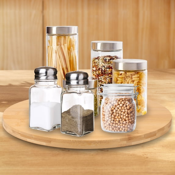 Bamboo Lazy Susan Organizer 360° Rotating Lazy Susan Turntable 11.81inch Kitchen Countertop Condiment Organizer Multipurpose Round Lazy Susan Organizer for Countertop Kitchen