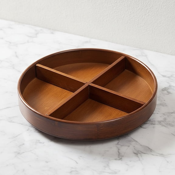 Bamboo Lazy Susan Organizer, Pantry Organizers with Removable Dividers, Rotating Spice Rack, Large Lazy Susan Turntable Organizer for Cabinet, Kitchen, Bathroom, Table