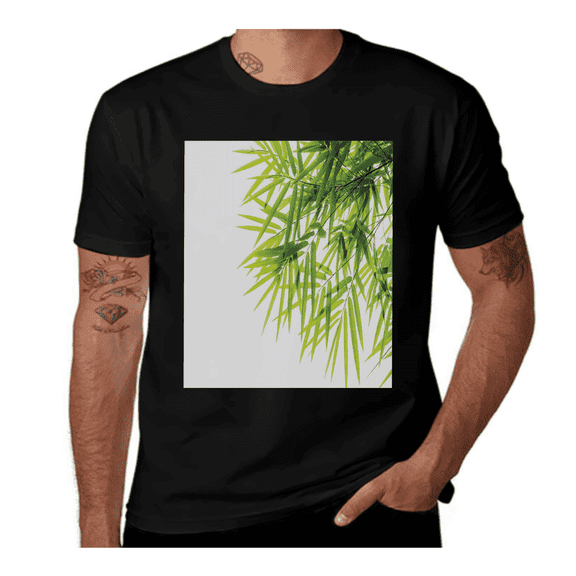 Bamboo Leaf Peace-Bamboo-White-Green Casual Streetwea Everyday Tshirt Comfortable Wear tee shirt