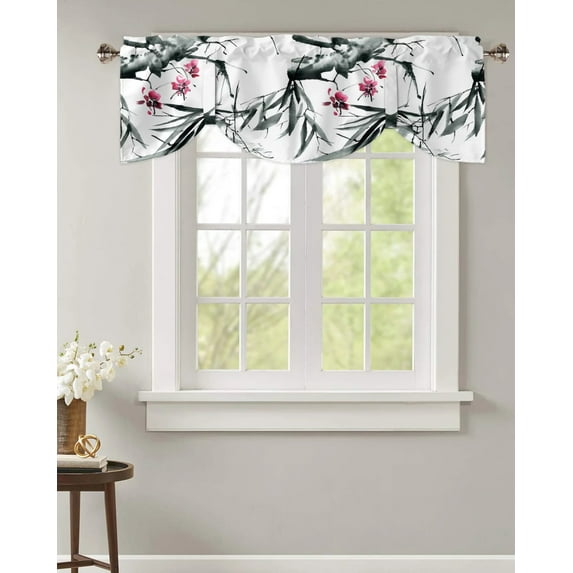 Bamboo Leaf Petal Blooming Window Curtain Bedroom Roman Curtain Adjustable Tie Up Curtain for Small Window Rod Pocket