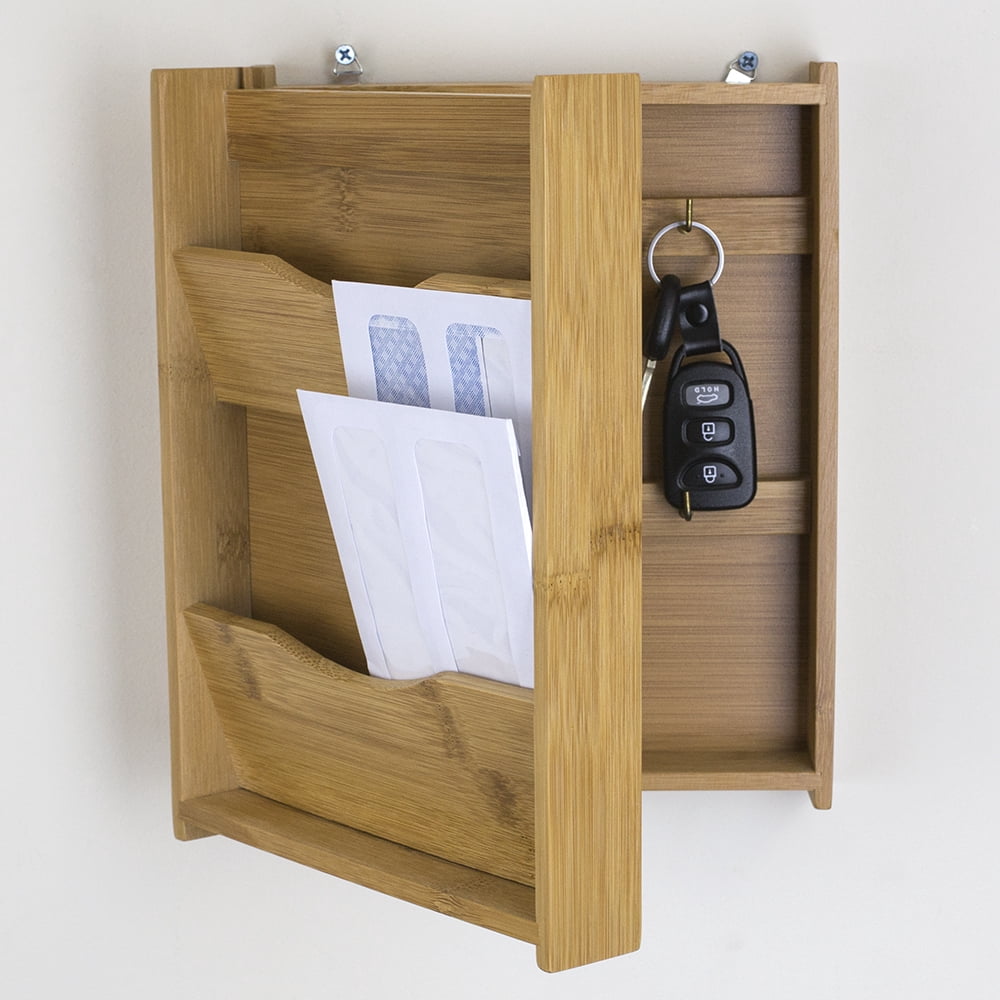 Bamboo Letter Rack with Key Box, Natural - Walmart.com
