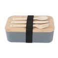 thumbnail image 1 of Bamboo Lid Bento Lunch Box, Japanese Style Double Layer Bento Box, Compartmentalized Plastic Food Container, Leak-Proof Box for Office Worker, 1 of 6