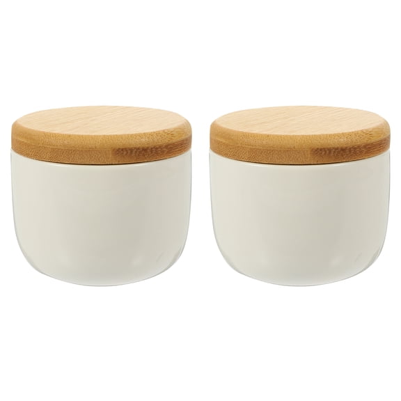 NIAIZEK White Ceramic Tea Canister with Bamboo Lid, 2-Pack Airtight Kitchen Storage Containers for Loose Leaf Tea