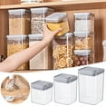 thumbnail image 1 of Bamboo Lid Cereal Storage Container, Plastic Transparent Sealed Jar, 4.5 X 2.5 Inches, for Pantry Organization, Kitchen Countertop, Dry Food Storage, 1 Pack, by FAJHHA, 1 of 8