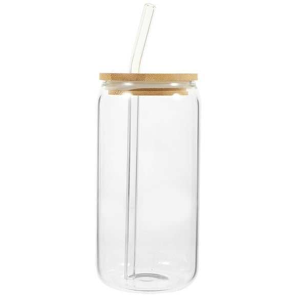 Bamboo Lid Drink Cup Class Cups with Lids Coffe Clear Coffee Mug Slim Tumbler Iced and Straw Travel