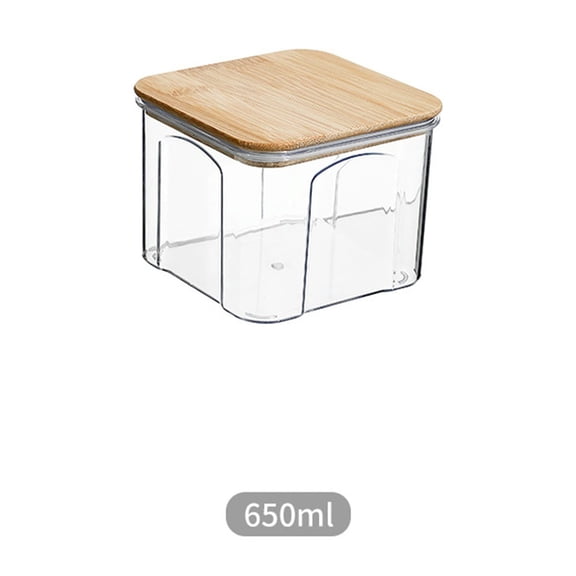 Bamboo Lid Plastic Grain Storage Container, 5-Pound Clear Airtight Food Jar for Rice, Beans, Pasta, Flour & Dry Goods, Kitchen Pantry Organization