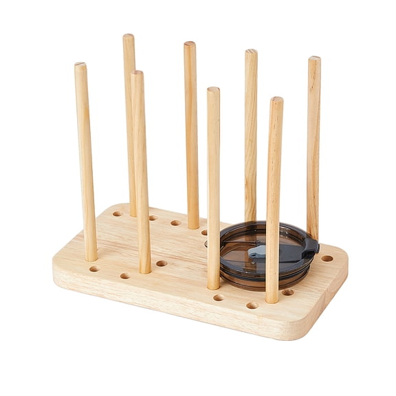 Bamboo Lid Storage Rack Bottle Cup Dish Drying Rack Kitchen Plates Holder Cup Wooden Lid Holder Cabinet Organizer for Dish Plate Bowl Cup Pot Lid