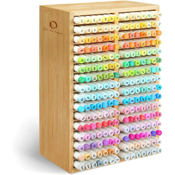 Bamboo Marker Organizer, Desktop Storage Hold 224 Markers for Honolulu Oahu Series of Markers, Pens Pencils Stationary Organizer Holder with 32 Compartments for Classroom Office Decor