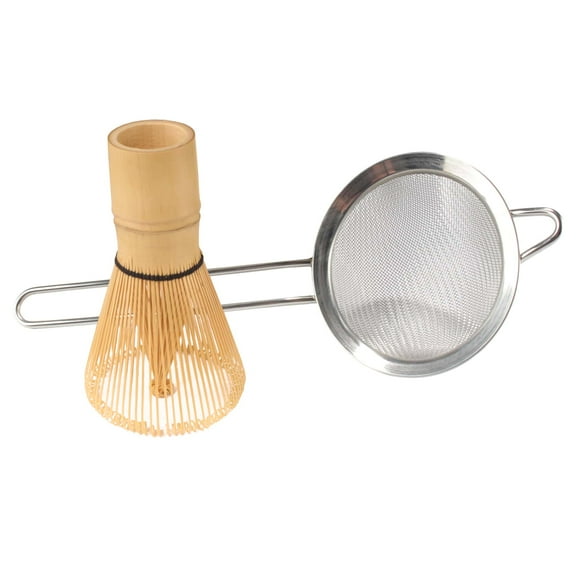 Bamboo Matcha Whisk and Tea Strainer - Japanese Tea Ceremony Set - 1 Set