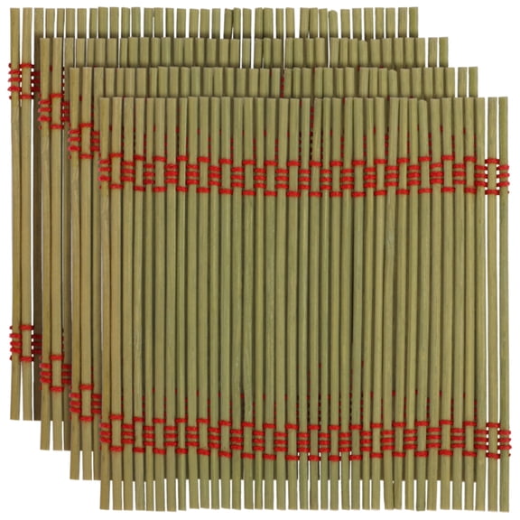 Bamboo Matchstick Coasters - 4.25" x 4.25" - Green - 4 Coasters