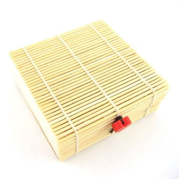 Bamboo Matchstick Decorative Box - 3.7" x 3.7" x 1.6" - Natural - 3 Units