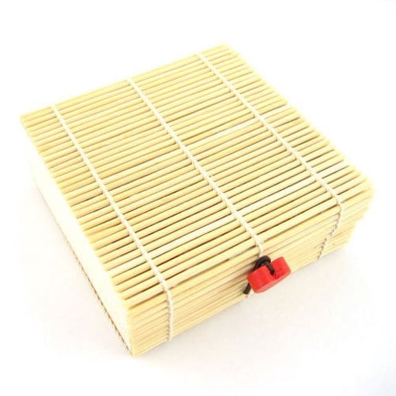 Bamboo Matchstick Decorative Box - 3.7" x 3.7" x 1.6" - Natural - 3 Units
