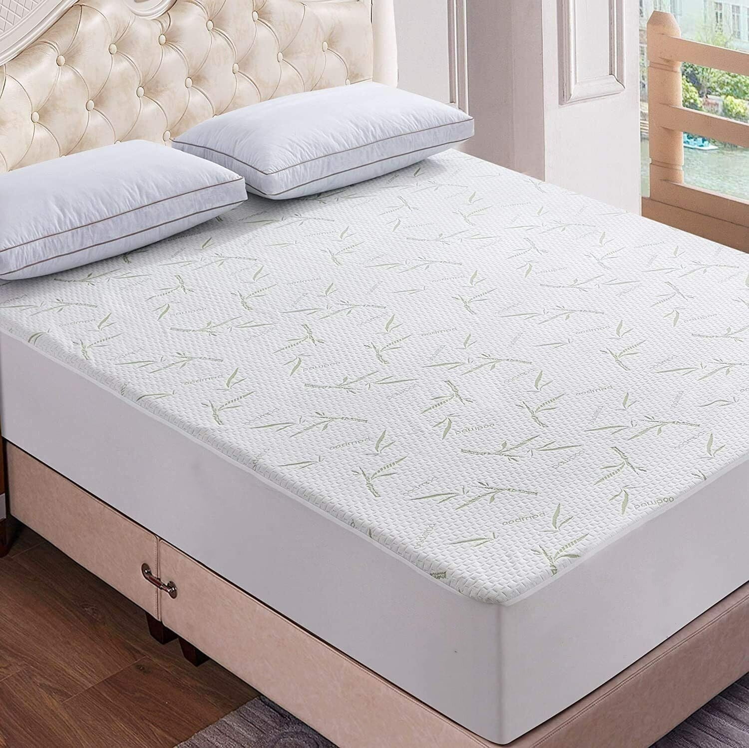 Full Size White Bamboo Waterproof Mattress Protector