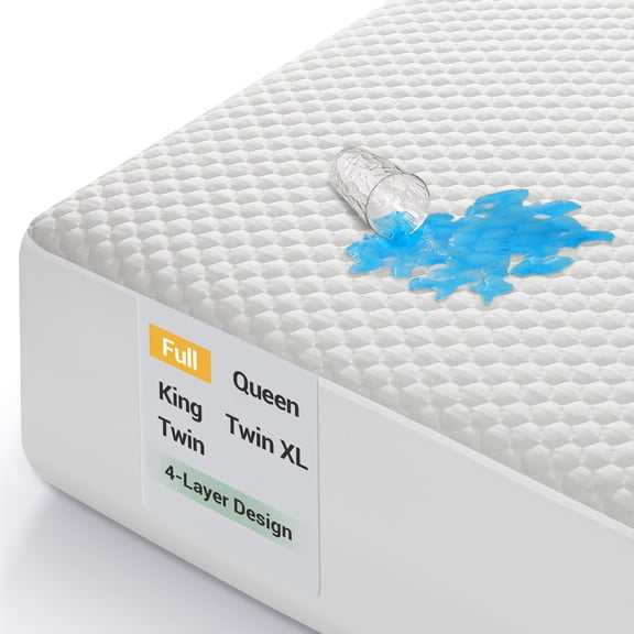 Ophanie Full Size Bamboo Viscose Mattress Protector, 4-Layer Premium Waterproof Bed Pad Cover, Breathable Noiseless Fitted Sheet with 6"-20" Deep Pocket, White, for Home, Dorm, Hotels