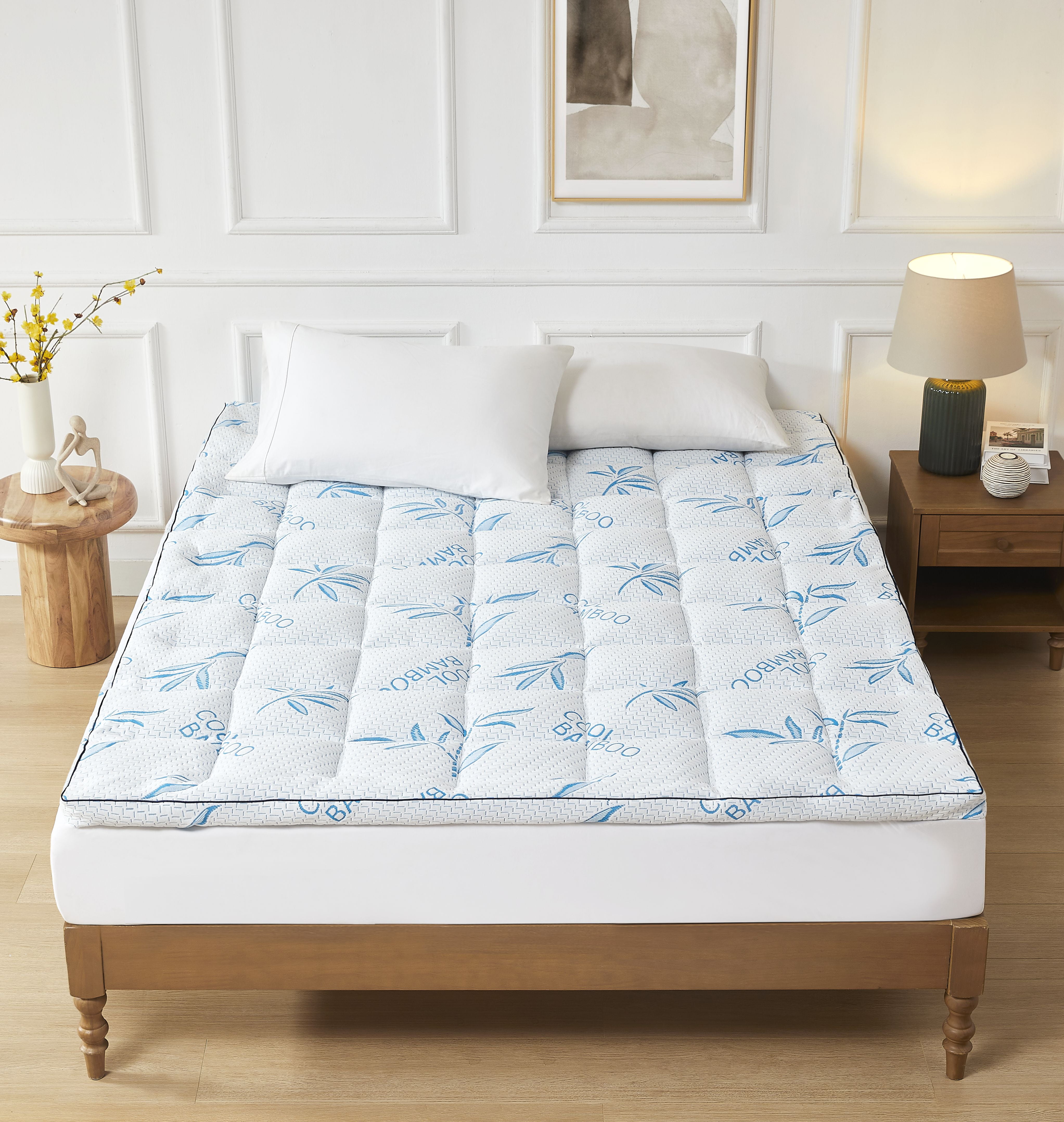Bamboo Mattress Topper California King Size, Cooling Mattress Pad, 821