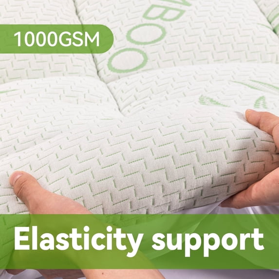 Bamboo Mattress Topper TwinXL Size - Waterproof Viscose Pad Dual Cooling & Back Pain Relief, 1000GSM Pillow Top, 8-21" Deep Pocket