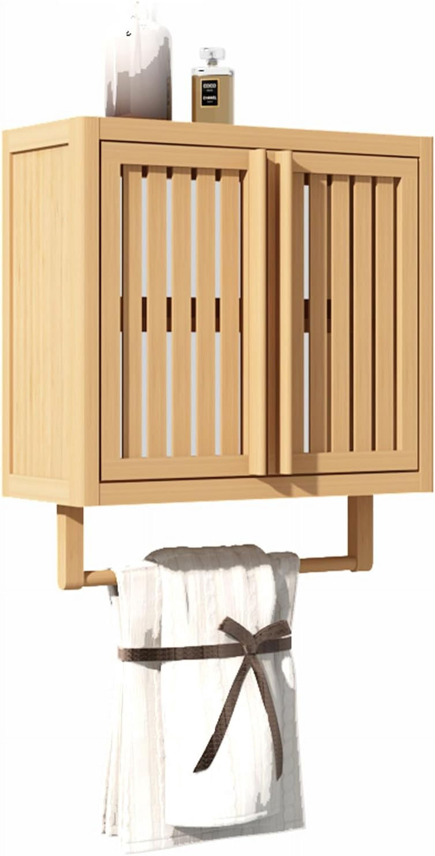 Bamboo Medicine Cabinet Bathroom Cabinet Wall Mounted With Towels Bar ...