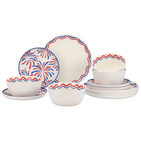Bamboo Melamine 12-Piece Dinnerware Set