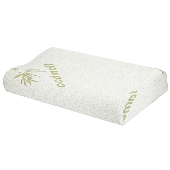 Bamboo Memory Foam Cervical Pillow Orthopedic Contoured Neck Support Pillow Breathable Washable Cover for Back & Side Sleepers