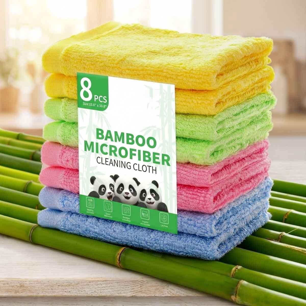 Bamboo Microfiber Cleaning Cloth, Kitchen Wash Cloths, Wood Fiber ...