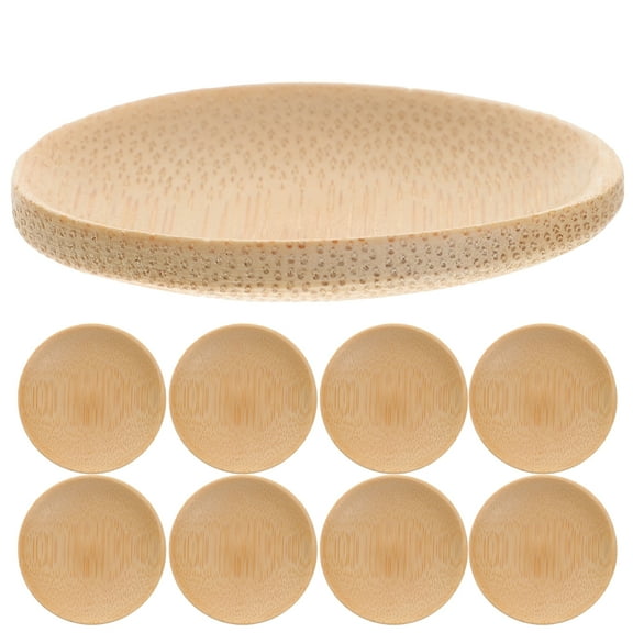 Bamboo Mini Sauce Dish 10 Pcs Small Dipping Bowls Round Plates Wooden Sushi Japanese-style