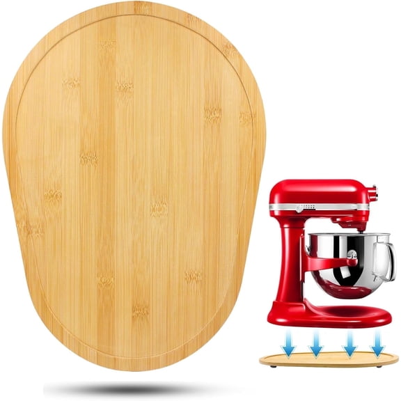 Bamboo Mixer Slider for Kitchen Aid 5-8 Qt Bowl Lift Stand Mixer, Kitchen Appliance sliding mat Countertop Storage Attachments, Mixer Accessories Sliding Tray Moving Board for Kitchen Aid