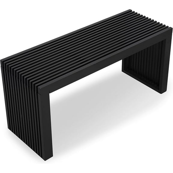 Bamboo Natural 36 inch Wooden Bench, Small Wood Benches for Entryway, Living & Dining Room, Kitchen, Bedroom, Bathroom, Hallway, Front Door, For Indoor & Outdoor Patio Use, Mid Century Modern Decor