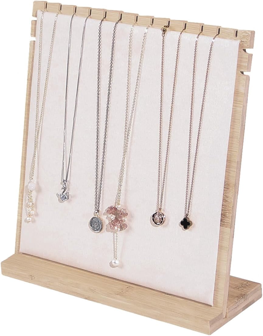 Bamboo Necklace Display Stand, Wood Jewellery Necklace Holder, Chain ...