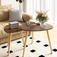 thumbnail image 1 of Bamboo Nesting Triangle End Table,Set of 2 Side Table Modern Minimalist Coffee Table for Living Room (Walunt), 1 of 8