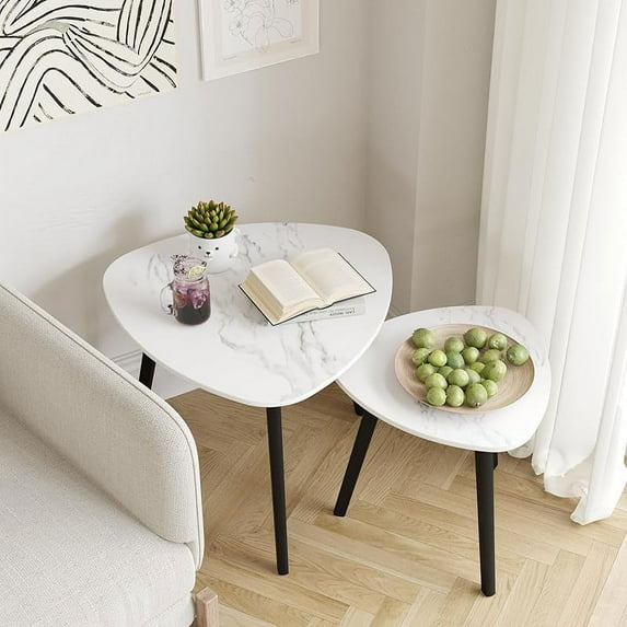 Curated visual reference: Visual Reference: Bamboo Nesting Triangle End Table Set Of Coffee Table Modern