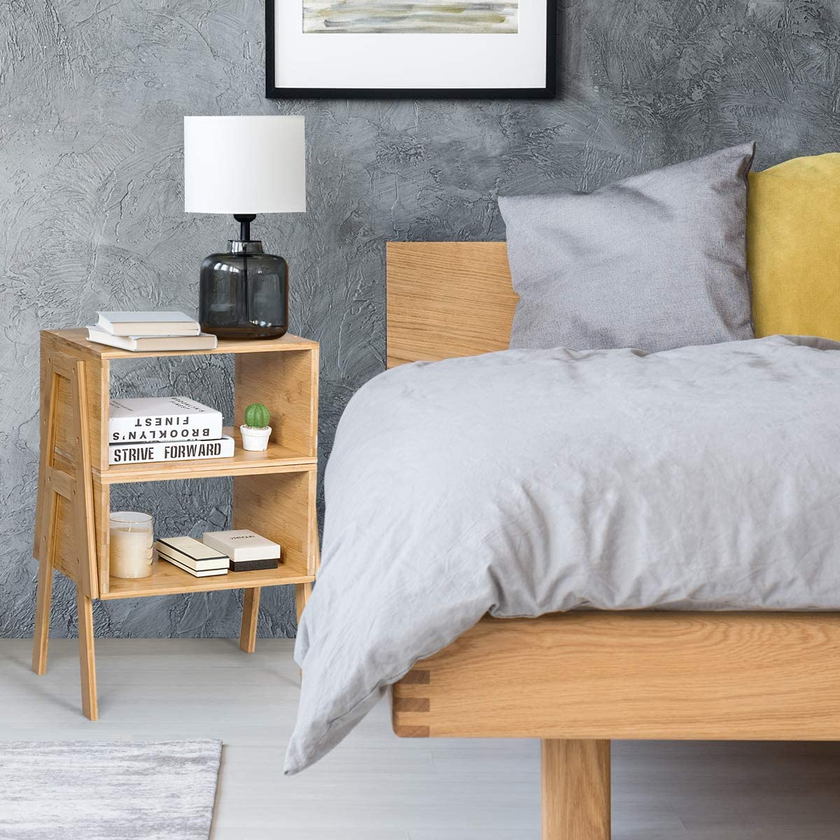 Curated visual reference: Fresh Look at Bamboo Nightstand Set Of 2 Stackable Side Table With 2