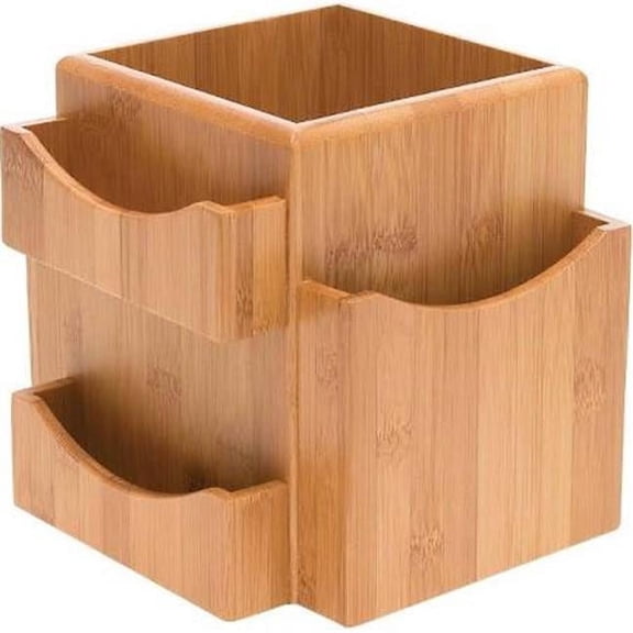 Bamboo Office Organizer with Tissue Box Compartment