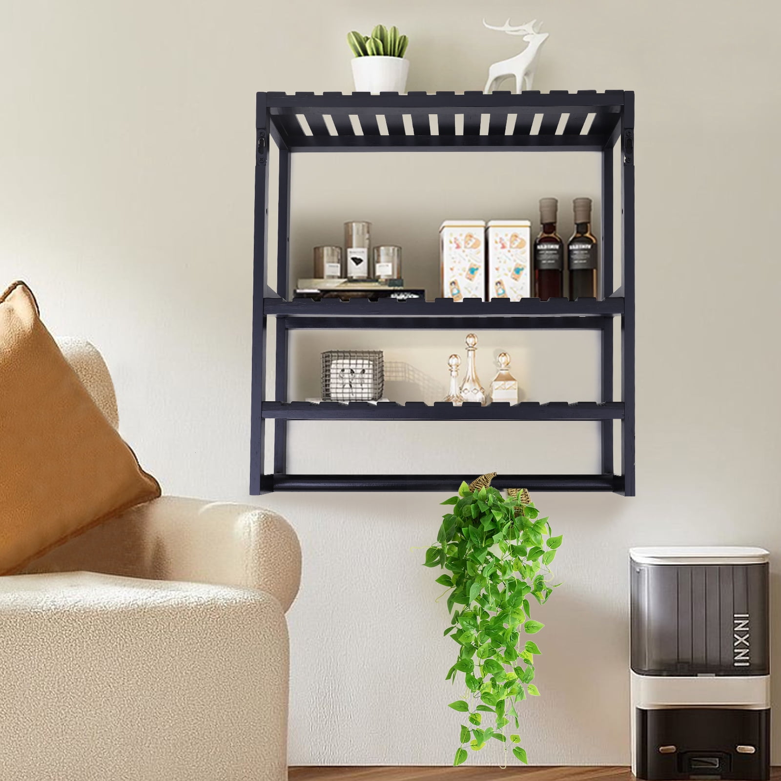 Bamboo Organizers and Storage for Bathroom, Wall Mounted Storage Rack ...
