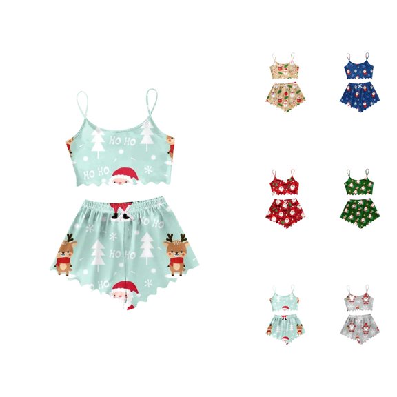 Bamboo Pajama Sets – 2 Piece Sets for Women & Cooling Pajamas Women's Snowman Print Sleeveless Vest & Shorts Set Lightweight Sleepwear Two Piece