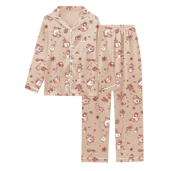 Bamboo Pajama Sets – Women's Cooling Lounge Wear, Soft Sleepwear for Summer Comfort Printed Women's Long Sleeved Pajamas Pajamas