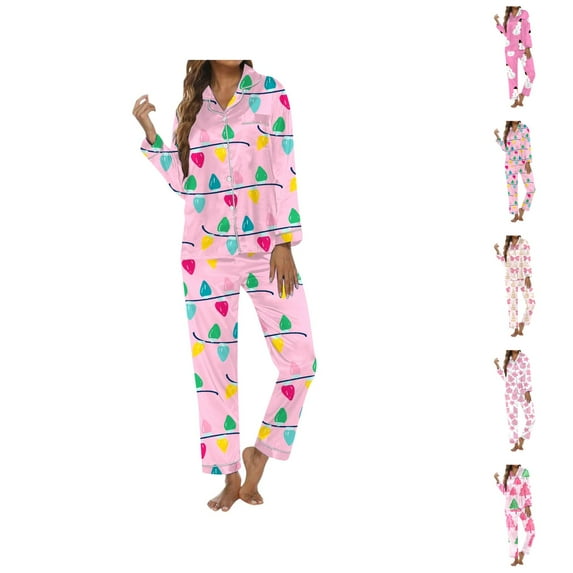 Bamboo Pajamas – Cooling Summer Pajama Set for Women Women's Christmas Themed Printed Long Sleeve Pajama Set Festive Loungewear For Cozy Holidays