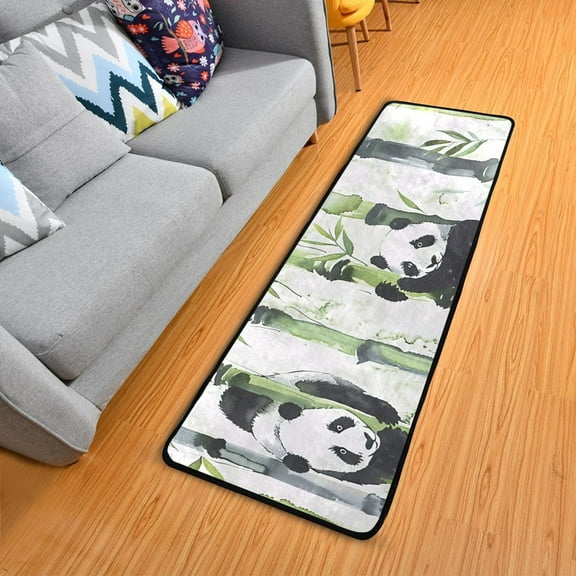 Bamboo Pandas 7224 inch Runner Rug Non-Slip Pads Ares Rugs Washable for Bedroom Bathroom Living Room
