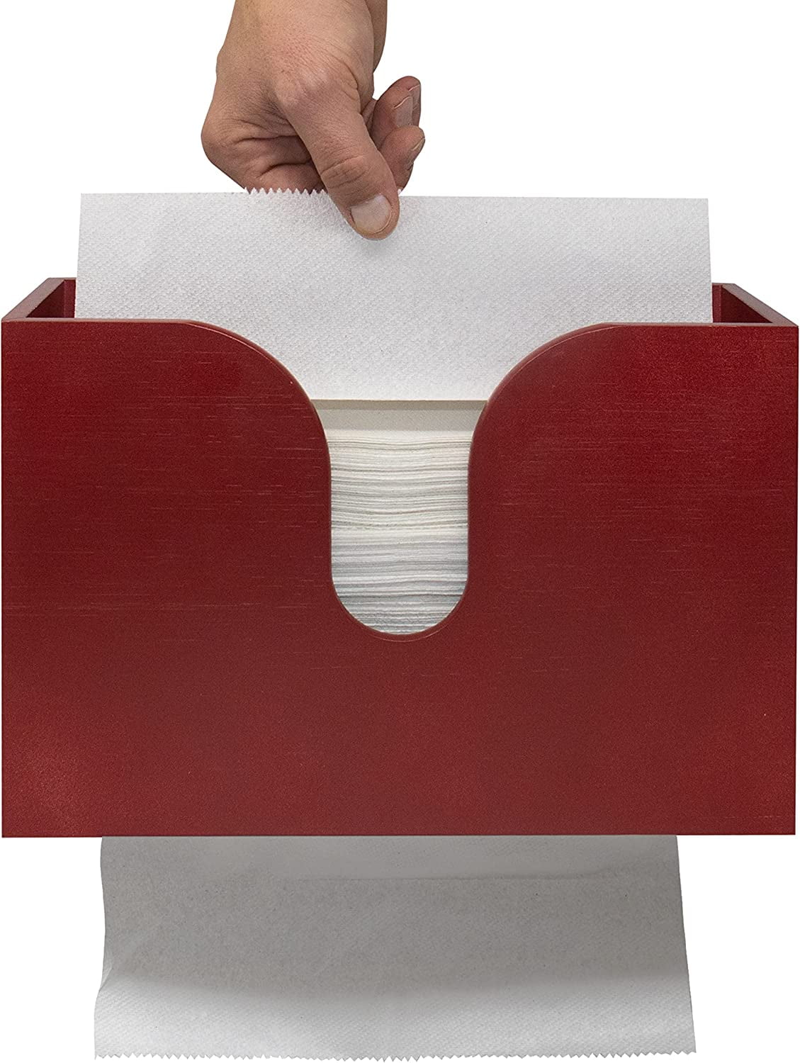 Bamboo Paper Towel Dispenser, Paper Towel Holder Wall Mount & Countertop for Kitchen and Restroom Decor - Holds Multifold Paper Towel, C Fold, Trifold Hand Tissue Napkins.