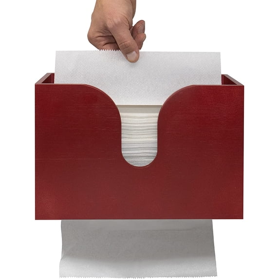 Bamboo Paper Towel Dispenser, Paper Towel Holder Wall Mount & Countertop for Kitchen and Restroom Decor - Holds Multifold Paper Towel, C Fold, Trifold Hand Tissue Napkins.