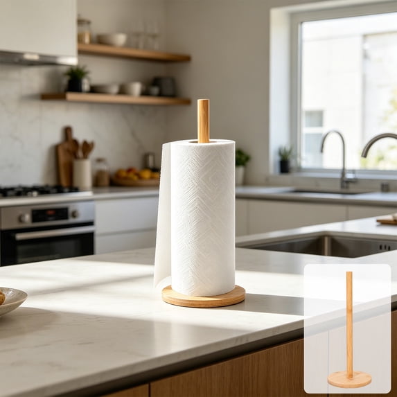 Bamboo Paper Towel Holder Stand, Countertop Kitchen Roll Storage Rack ...